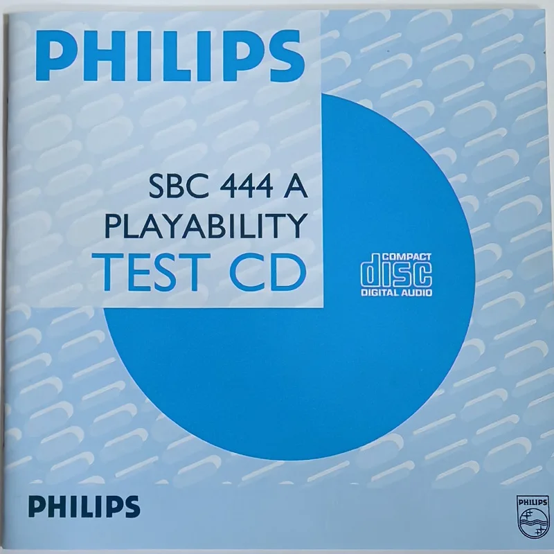 PLAYABILITY TEST CD SBC-444A (Old Order Code:7104 099 24991)This test disc is produced to check the dropout sensitivity.