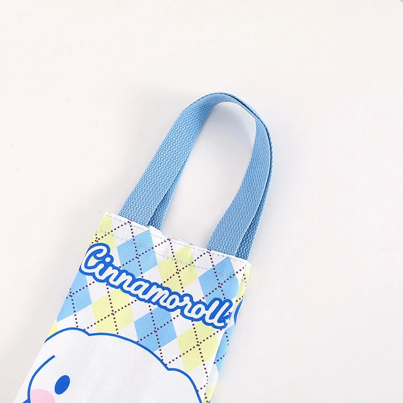 Simpatico cartone animato Sanrioed Canvas Water Cup Set Kawaii MyMelody Kuromi Cinnamoroll Messenger spalla portatile doppia borsa per bottiglia