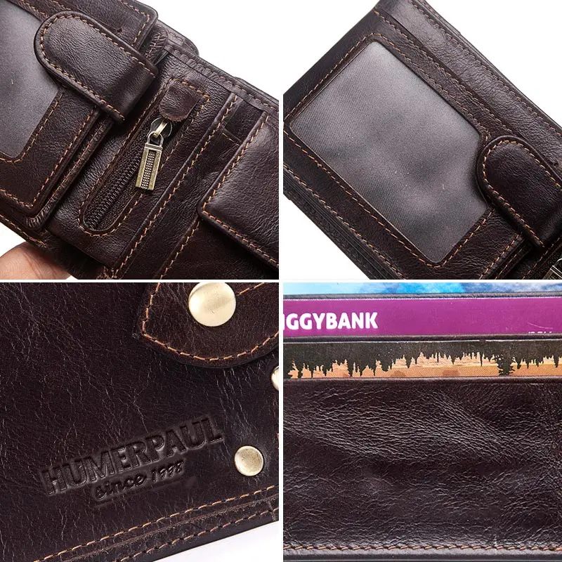 HUMERPAUL 高級 100% 本革財布男性用スリムミニマリスト耐久性のある財布コインポケットブロッキングクレジットカードホルダー