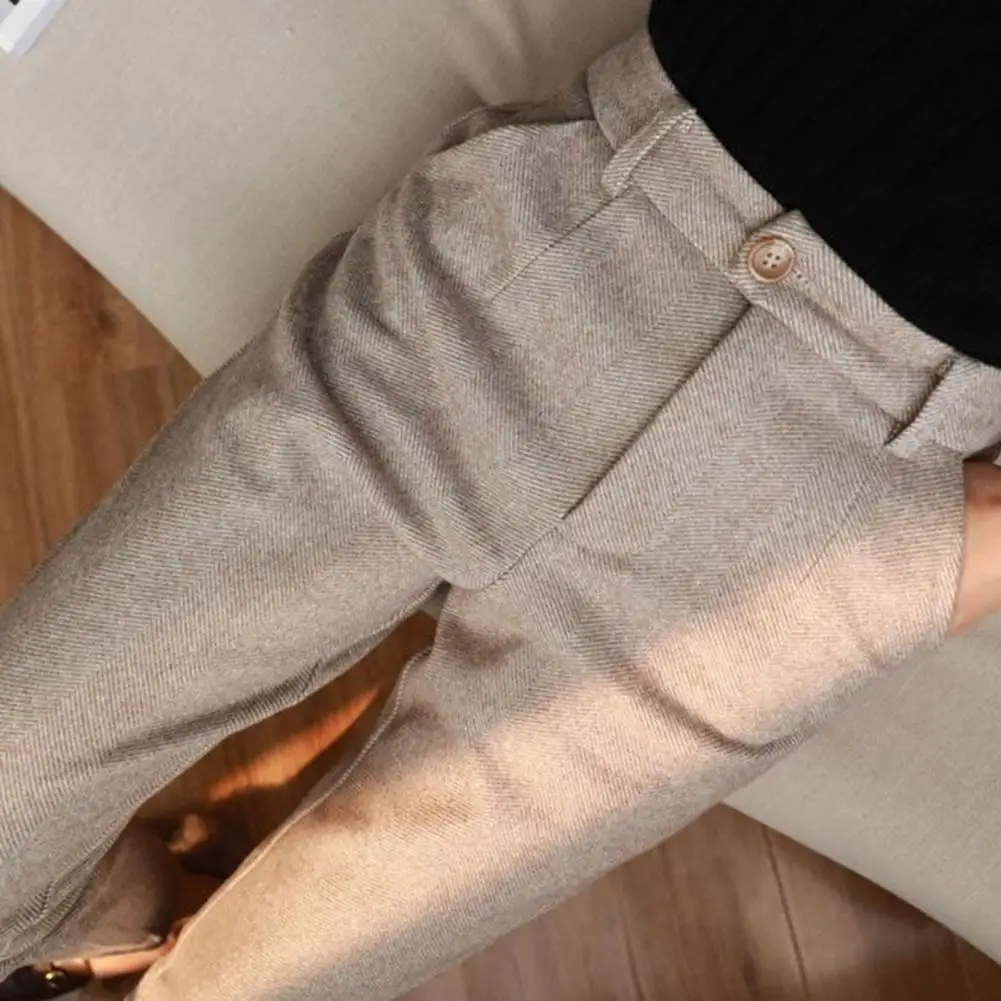 Versatile Small-foot Pants Classic Style Women Bottoms Stylish High-waisted Women's Pants for Autumn Winter with Button Zipper