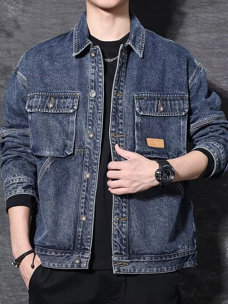 

Джинсовые куртки на пуговицах в стиле ретро, мужская японская верхняя одежда по низкой цене, корейская модная дизайнерская одежда, оригинальная новинка в ковбойском пальто Y2k для мужчин