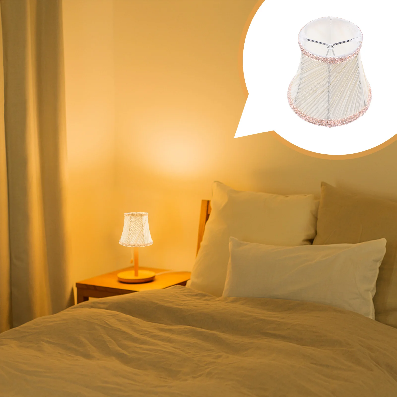 

1 pc Cloth Lampshade Strong Metal Support Dust Insect Protection Exquisite Ceiling Pendant Light Shade Practical Lampshade For