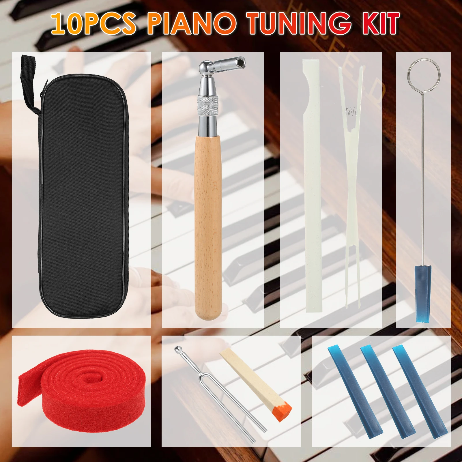 Piano Tuning Kit Guitar Tool Kit Professional Musical Instrument Repair Tool Set with Carry Bag Repair Maintenance Tools String