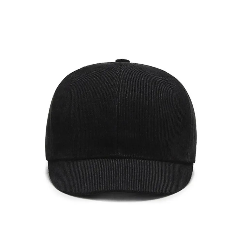 New Short Brim Baseball Cap Solid Color Outdoor Shade Peaked Cap Fastener Tape Adjustable Outdoor Visor Cap Men