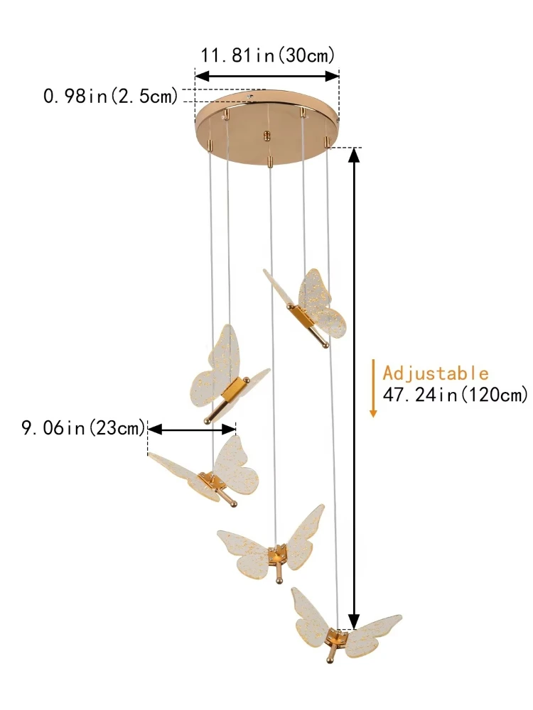 Romantic Butterfly Light Emitting Diode Chandelier Living Room Lighting Fixtures