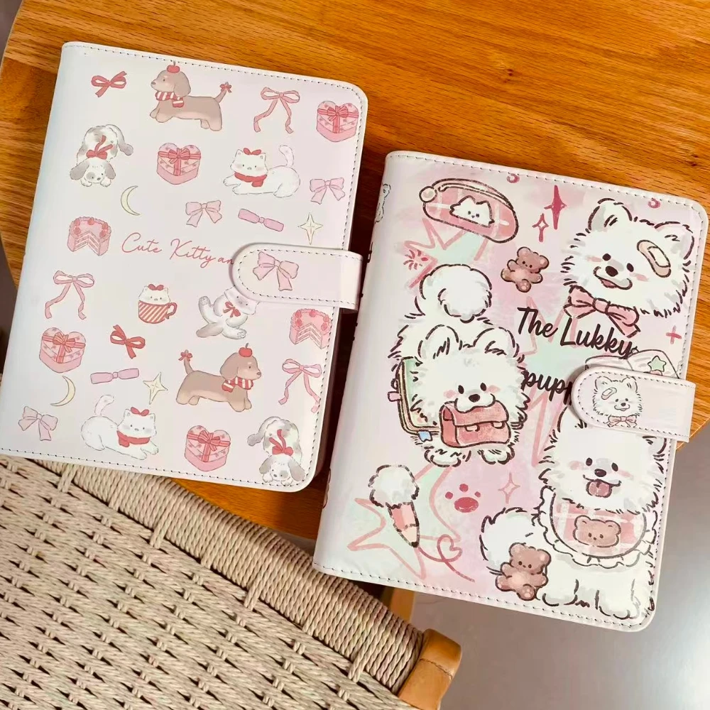 

A5 Pink Kpop Binder Cover Photocard Holder PU Leather 3inch Photo Album Collect Book Cards Storage Kawaii Stationery 포카 바인더