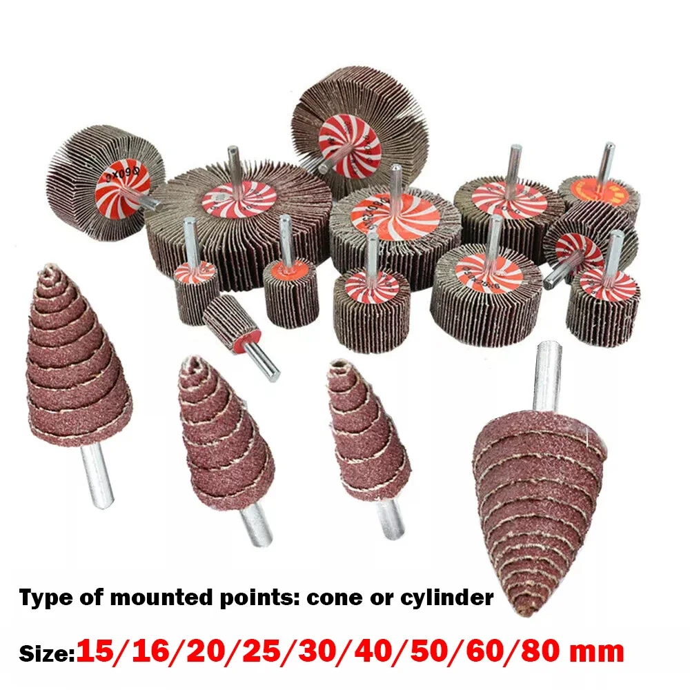 15/16/20/25/30/40/50/60/80mm Sanding Flap Wheel Disc Sandpaper Abrasive 1/4'' Shank Drill 80 Grit For Dremel Rotary Tool