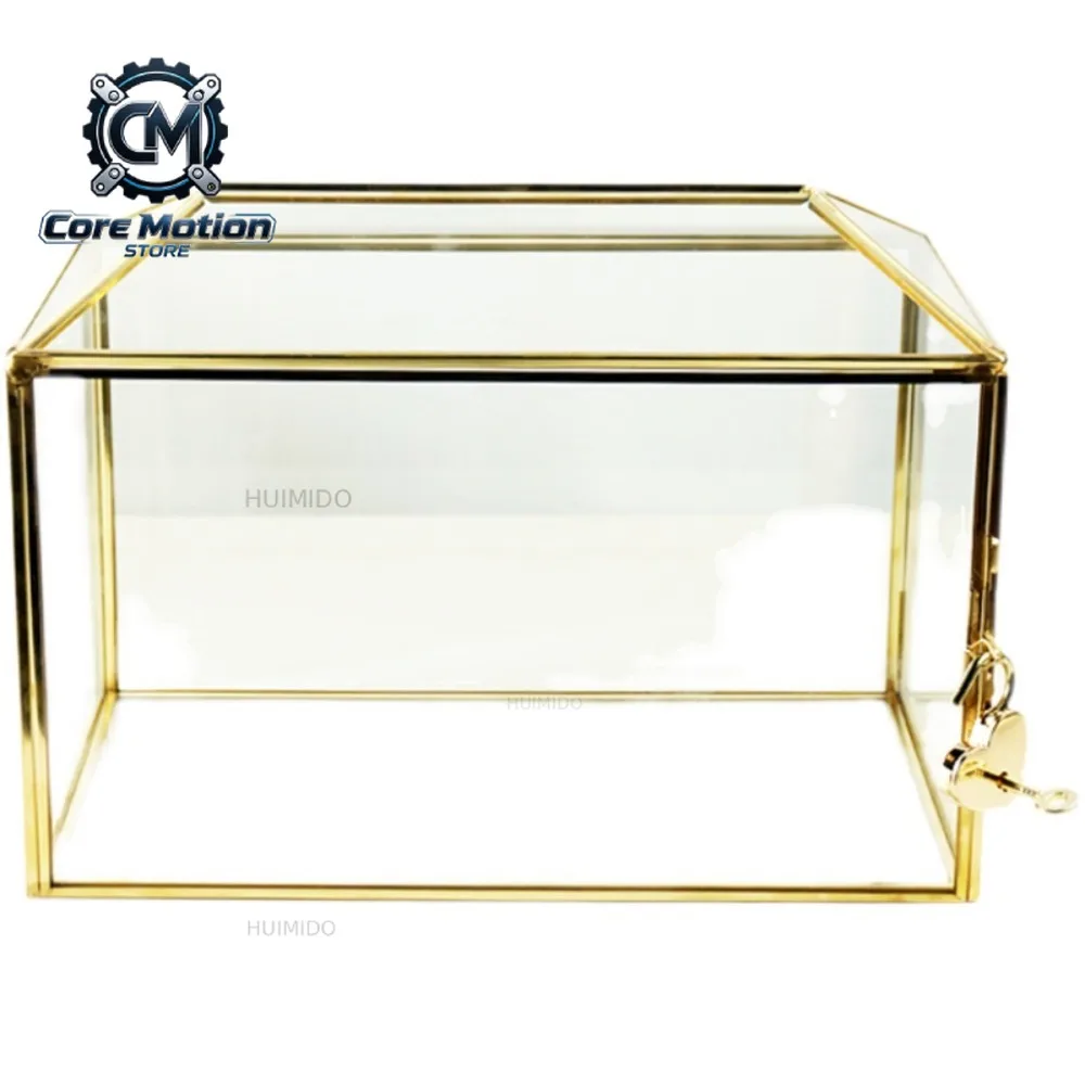 European wedding gold rectangular red envelope gift box birthday gift simple perfume with lock glass decoration