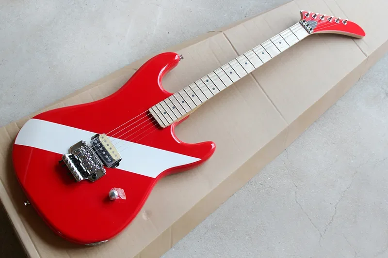 Factory Customized Red Video Game, White Striped Maple Fingerboard, Floyd Rose, H 514-UP, Customizable