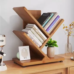 Study desktop racks for students bookshelf small storage table top magazine book holder simple classic design Y cross shaped