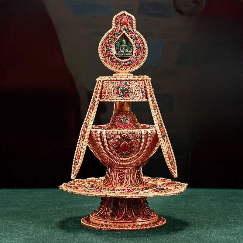 Handmade filigree home ornament Ruyi treasure bottle Buddhist ornament