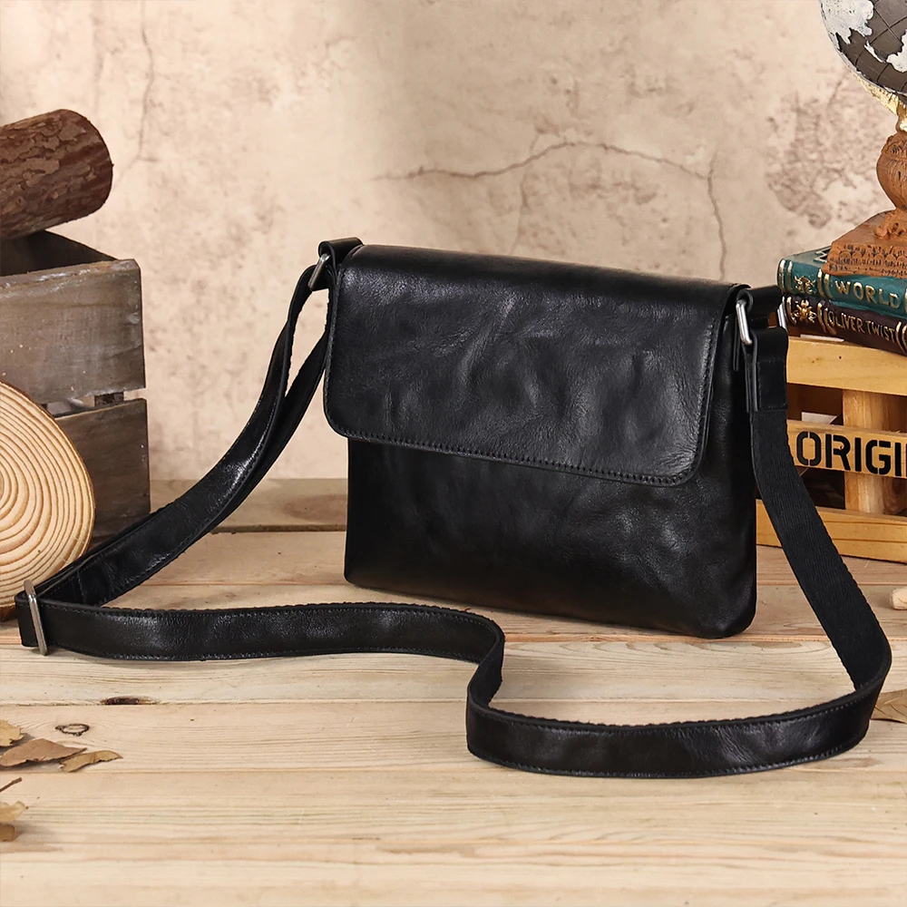 Men's small shoulder bag vegetable-tanned leather simple shoulder bag cross-body backpack men's bag genuine leather bag