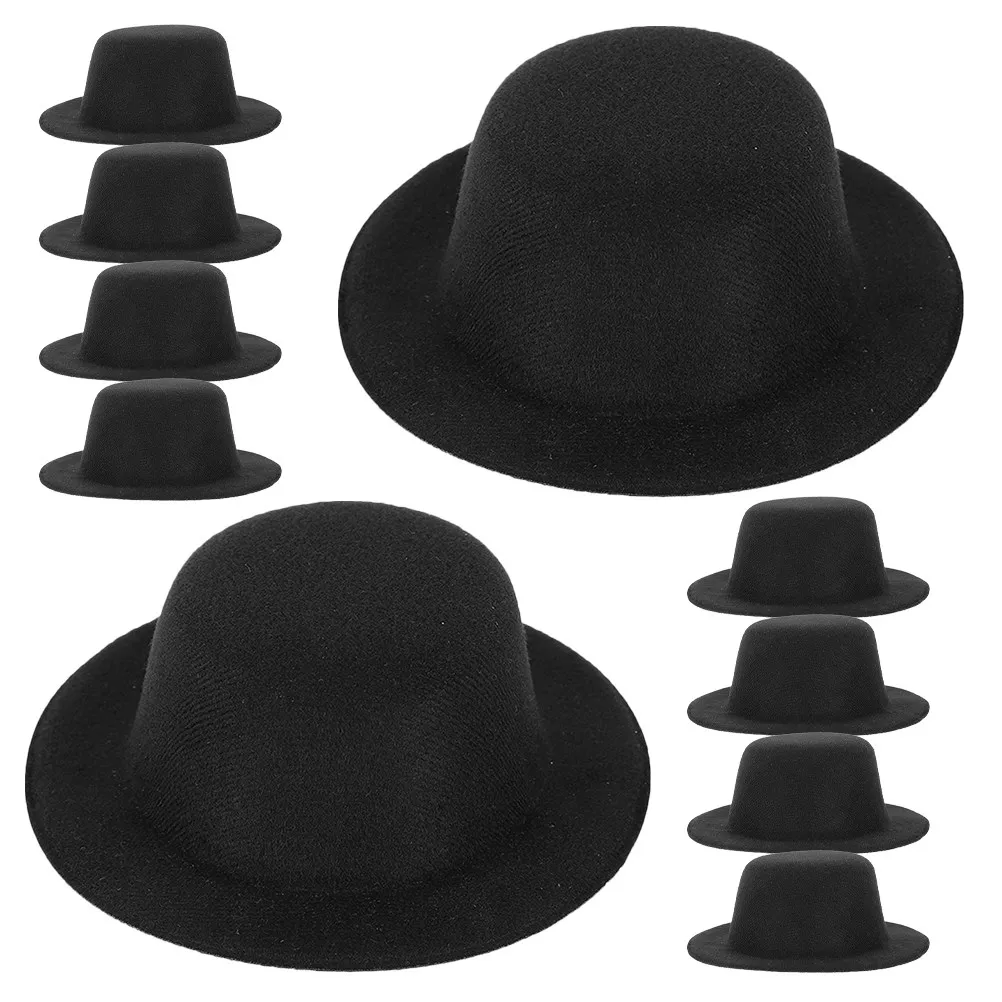 20Pcs Mini Top Hats Black Felt Sturdy Tiny Formal Hats for Craft Projects Snowman Decorations Miniature Ornaments Party Supplies