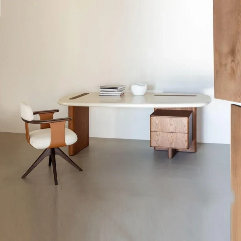 

Medieval Italian minimalist solid wood desk desk light luxury modern home designer wabi sabi wind solid wood table