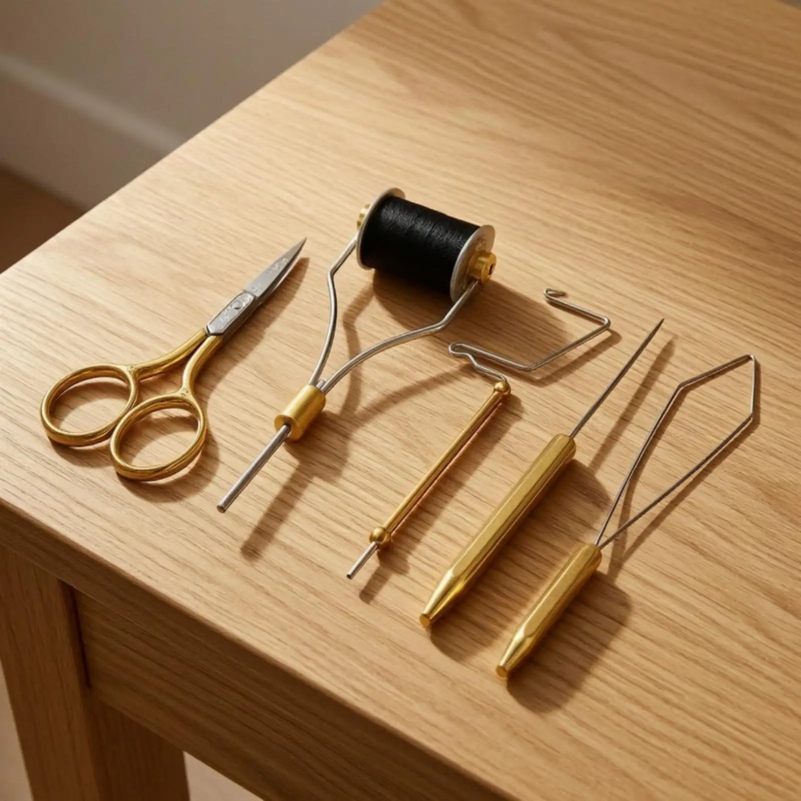 Stainless Steel Fly Lure Tool Kit for Fishing with Scissors Bobbin Finisher Dubbing Tool for Bench Use