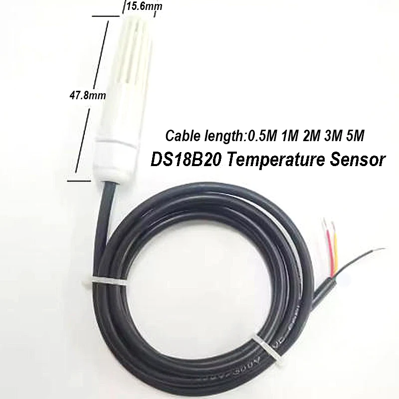 1PC DS18B20 Digital Signal Probe Air Duct Temperature Sensor for Air Pipe & Air Duct with PVC Wire 0.5M/1M/2M/3M/5M -55°C~125°C