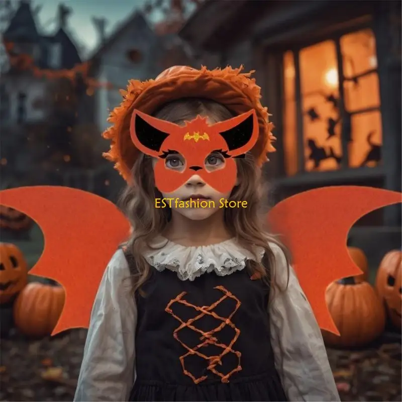 Y5GC Fledermaus-Kostüm-Set, Halloween-Fledermaus-Anzieh-Outfits, Zubehör für Erwachsene und Kinder, einschließlich und