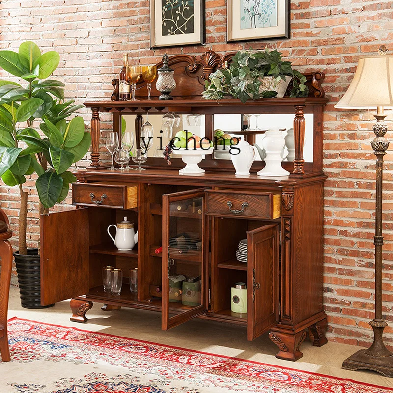 

ZZ solid wood dining side cabinet restaurant tea cabinet meal preparation multifunctional household kitchen locker