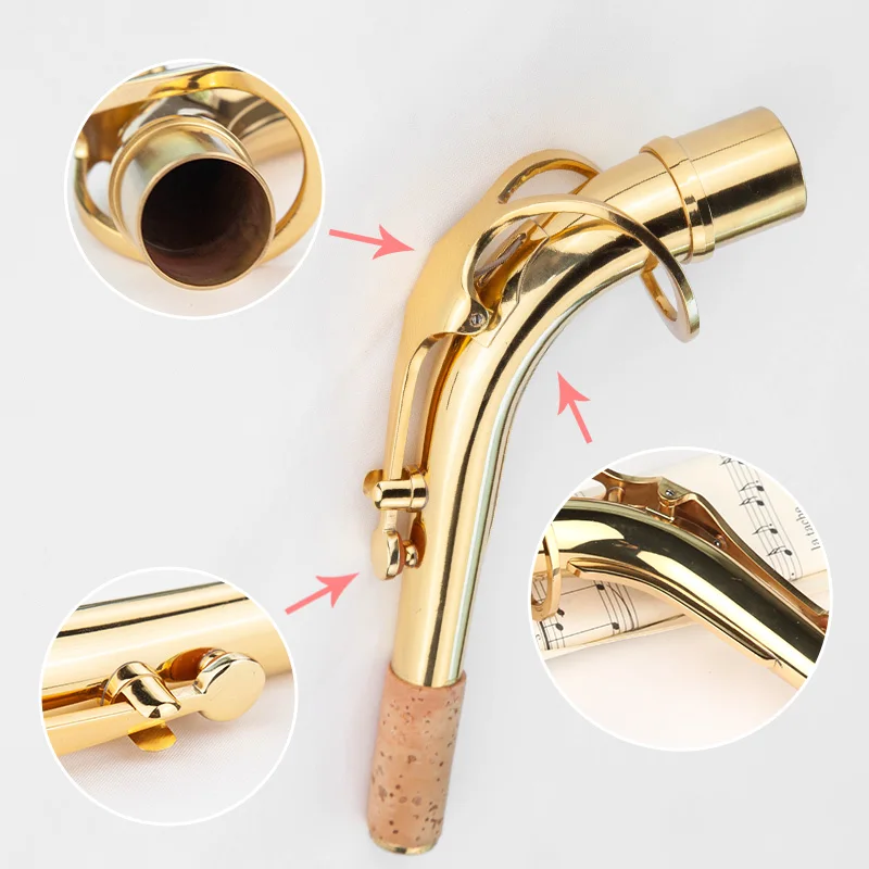 Es-Flat-Altsaxophon-Instrument, gebogener Hals, Mundstück, universell für Tenor-B-Flat-Saxophon – Detail 6