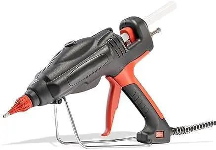 Heavy Duty Industrial Hot Glue Gun | 450 Watt with Adjustable Temperature Control, Interchangeable Nozzle & Fold-Out Stand | Per