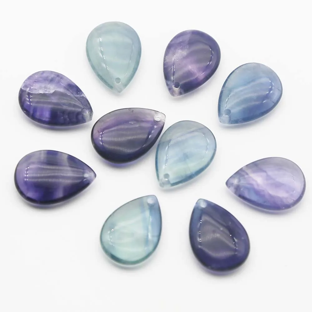 Premium Striped Color Fluorite Drop Pendant Crystal Melleuca Quartz Necklace Jewelry DIY Accessories Wholesale 8PcsFree Shipping