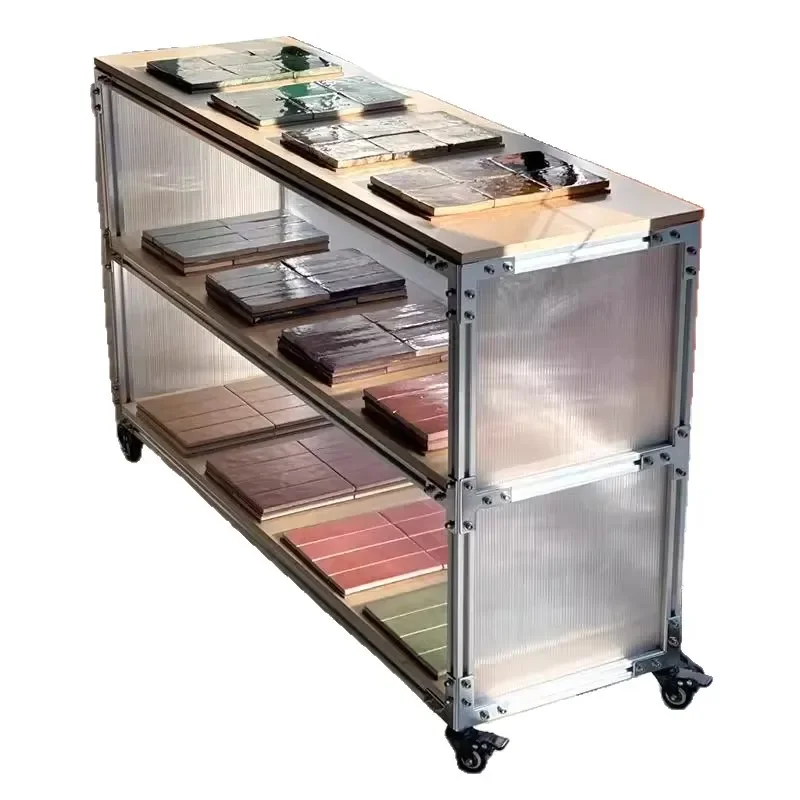 Acrylic marine display cabinet, dining side cabinet, storage rack, floor-to-ceiling aluminum profile sofa side cabinet