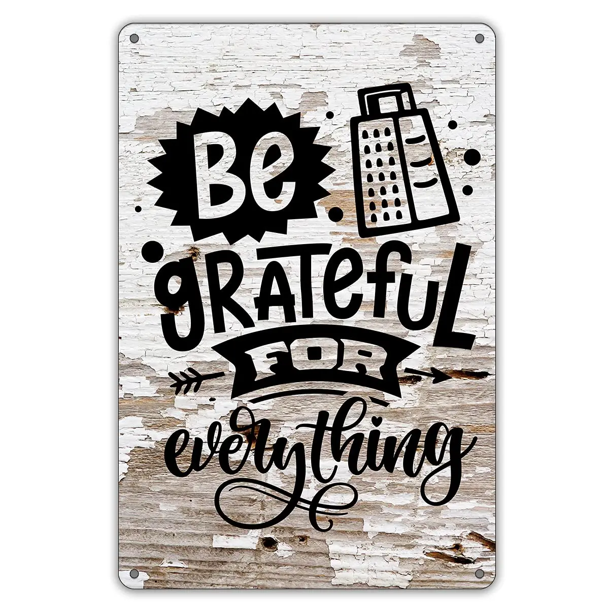 Metal Tin Sign Wall Decor, Farmhouse Rustic Be Grateful for Everything Sign of A Happy Family Sign