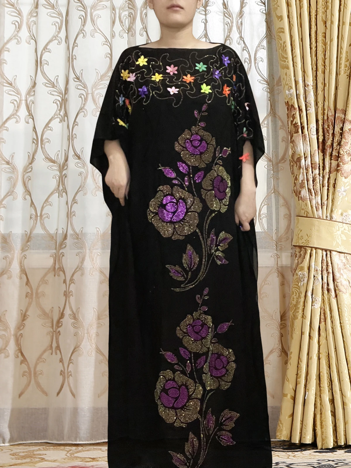 Abayas For Women Dubai 2022 Summer Short SLeeves Applique Embroider Flower Robe Femme Musulmane Arabic Islam Caftan Marocain