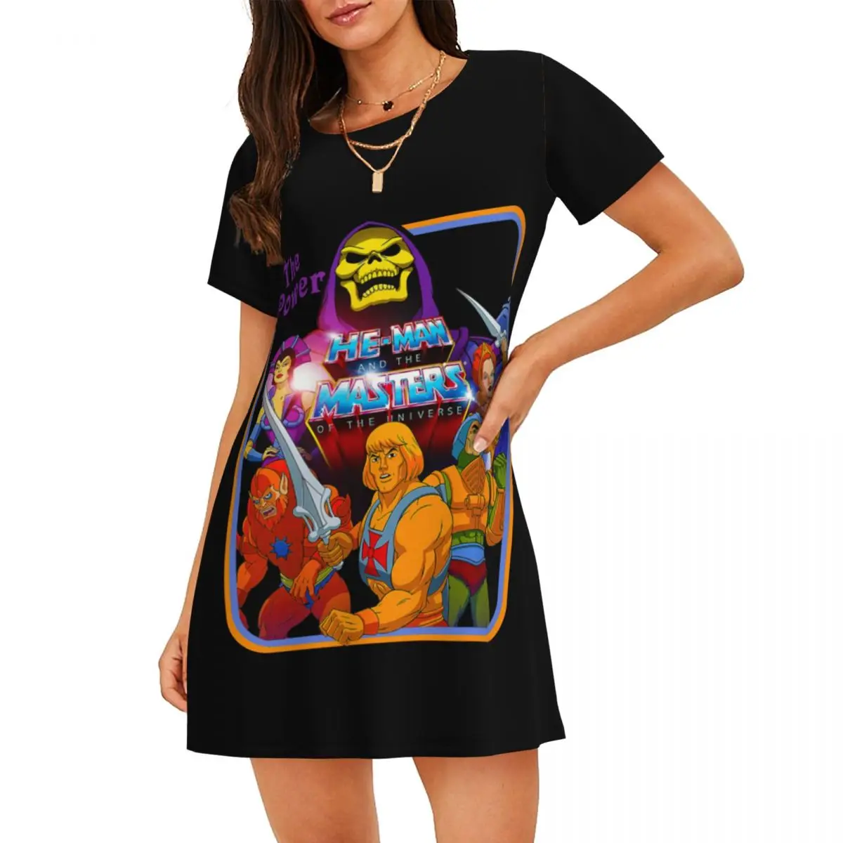 

Женская ночная рубашка He-Man Masters Of The Universe The Power с короткими рукавами 80-х годов Skeletor She-Ra Beast, ночная рубашка, пижама