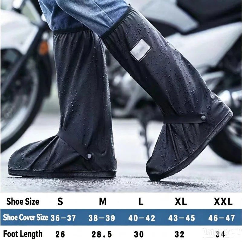 Motorcycle Bicycle Rain Boot Shoes Cover Reusable Anti-Slip Waterproof Overshoes Gaiter Hiking High Tube Cover Pants Rain Cover