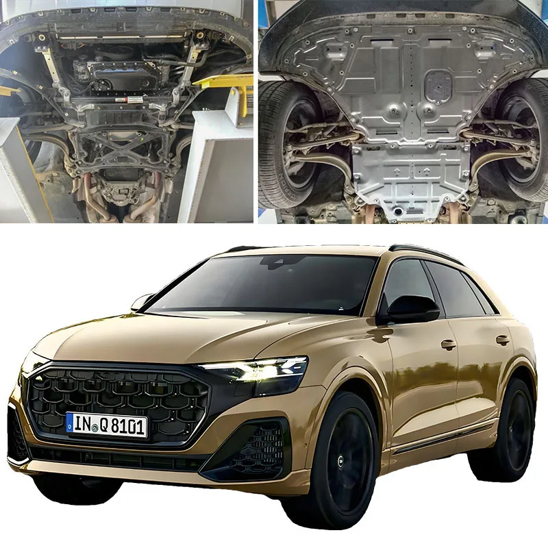 Accesorios para coche, tablero de guardabarros negro debajo del motor, protector contra salpicaduras, Panel de placa de guardabarros de barro para Audi Q8 2019-2024