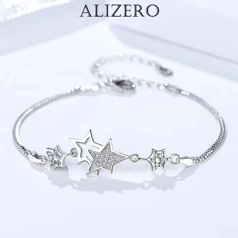 

Original designer 925 Sterling Silver Elegant Charm Crystal Star Bracelets for Women Jewelry Fashion Party Wedding Accessories