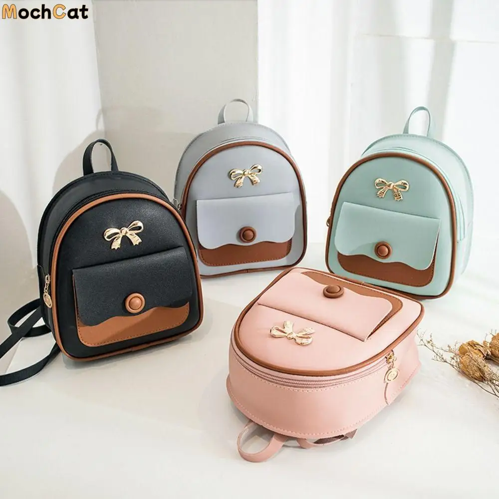 

Cute PU Leather Women Bow Backpack Graceful Large Capacity Shoulder Bag Handbag Korean Style Small School Bag Women