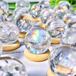 1PC Random Crackle Rainbow Clear Quartz Sphere Natural Crystal,Gemstone Jewelry,Glitter,Healing crystal,Birthday gift,Women gift