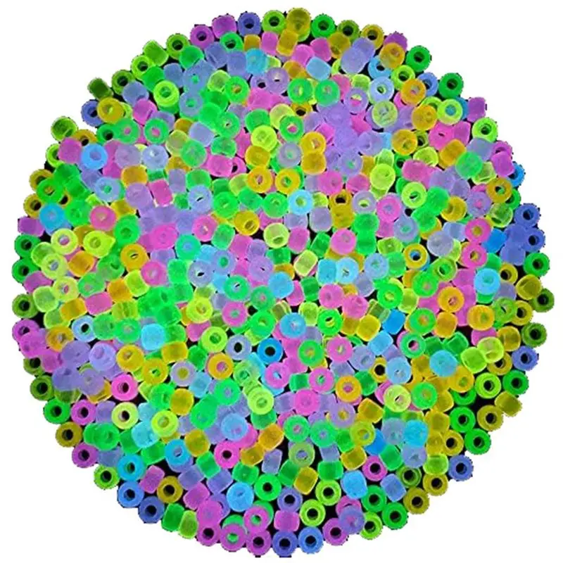AB45 1900Pcs Glow in the Dark Beads Mix 9 Colors Glow Beads Beads Bulk Acrylic Hair Beads Plastic Beads