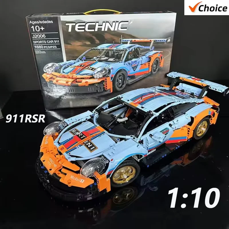 NEW 1680Pcs 1:10 Rsr Model Toys Building Blocks City Technology Super Speed Sport Car Bricks Vehicle Birthday Gifts for Children