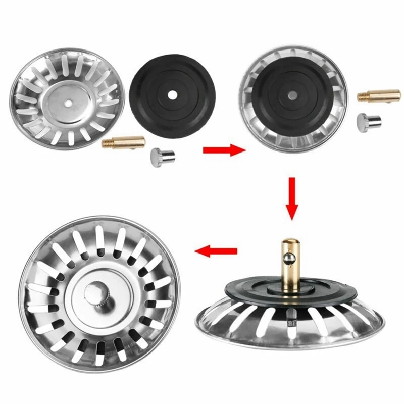 2 PCS Sink Drain Strainer Kitchen Sink Drain Strainer Silver Stainless Steel Ultimate Solution For Long-Lasting Stainless