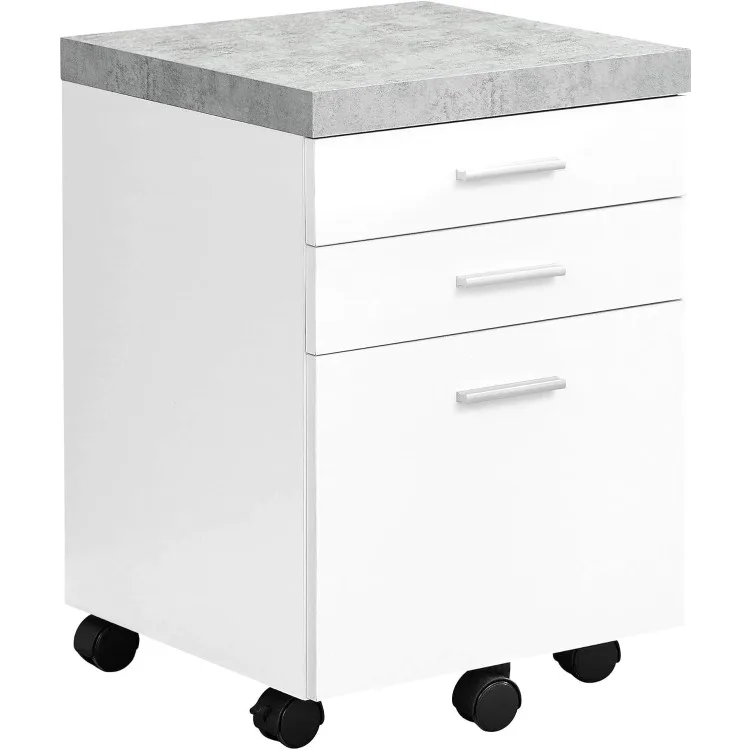 

7051 File Cabinet, Rolling Mobile, Storage Drawers, Printer Stand, Office, Work, Laminate, Grey, White, Contemporary, Modern