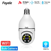 Security Wifi Bulb Camera 3MP Color Night Audio Video Surveillance PTZ Camera Wireless E27 Lamp Holder Auto Tracking IP Camera