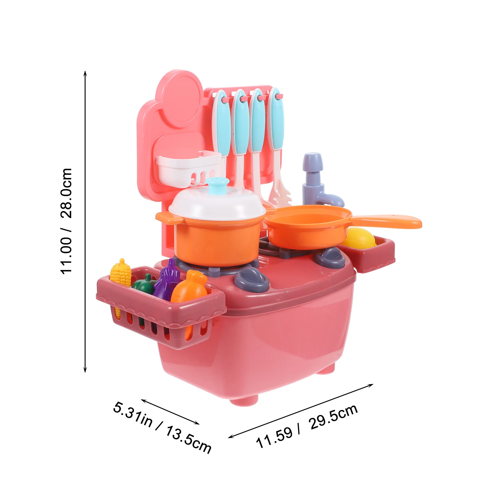1 Set Stuks Simulatie Keukengerei Voor Kinderen Pretend Koken Speeltoestel Roze Servies Groente Kraan Watering Kraan Duurzaam