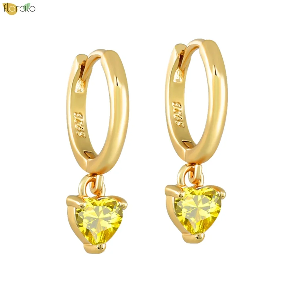 925 Sterling Silver Ear Needle Colorful Hoop Earrings Exquisite Yellow Zircon Fruit Chili Series Women's Earrings Jewelry Party