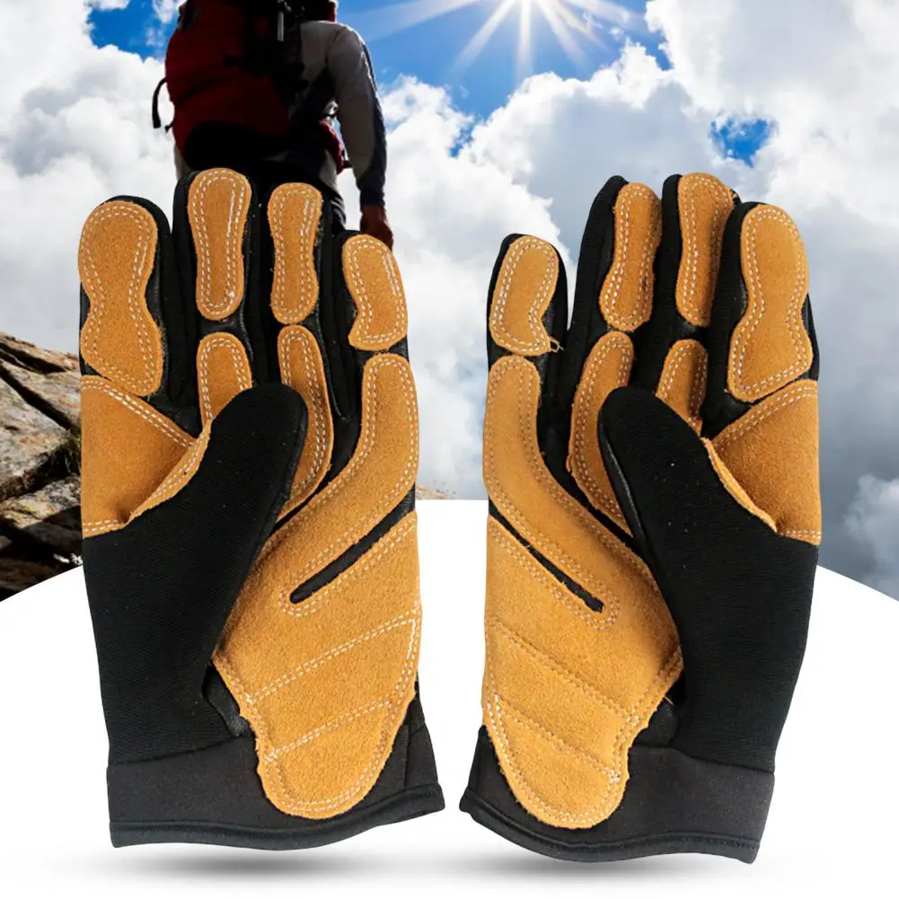 Ridding Gloves 1 Pair Convenient Wear-resistant Double Layer Faux Leather Stretchy Quick Drop Gloves for Riding