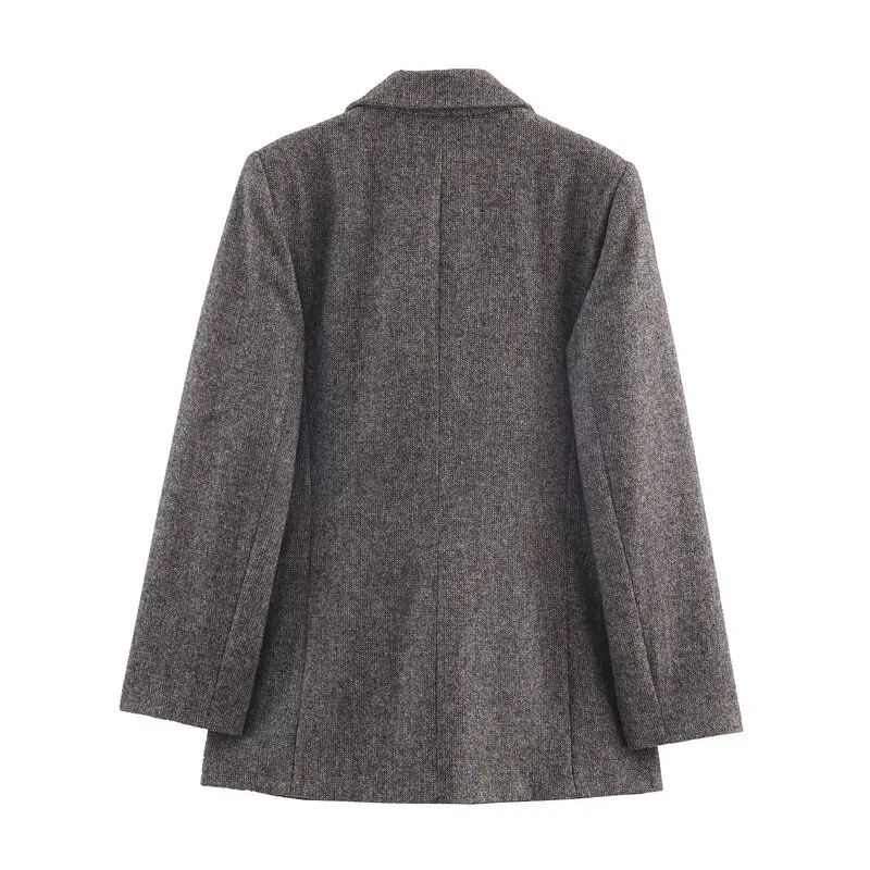 2025 Winter New Women's Commuter Long Sleeve Houndstooth Suit Jacket Versatile Outerwear Elegant Business Professional Style