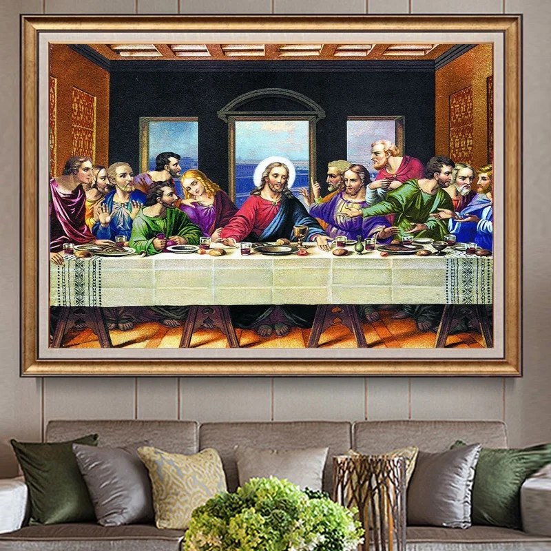 

DIY full Diamond Embroidery,Round Diamond The Last Supper Religious Living room decoration rhinestone bead Diamond painting