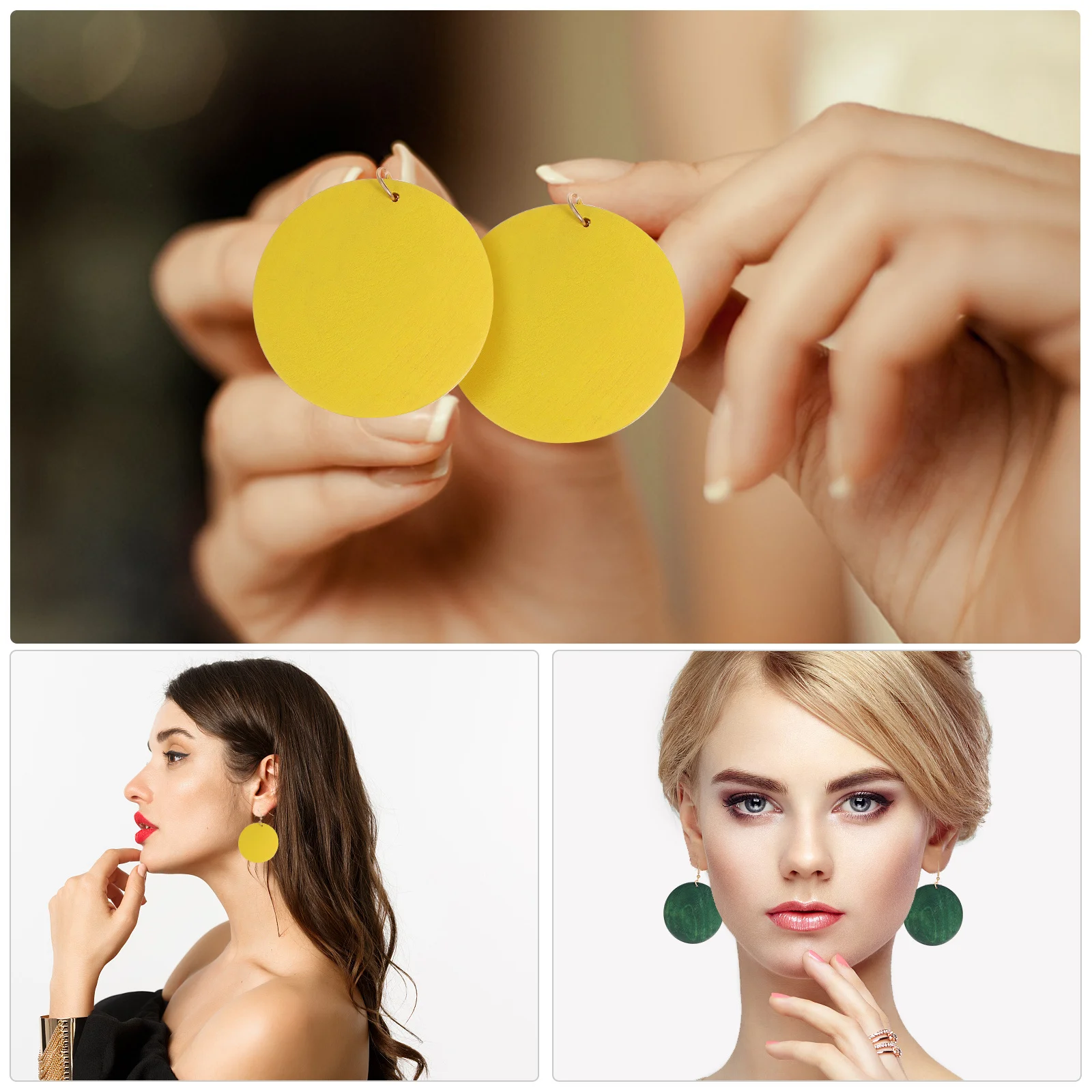 

4Pair Wooden Earrings Vintage Boho Round Circle Dangle Hook Earrings for Women Girls Lightweight Stylish Jewelry