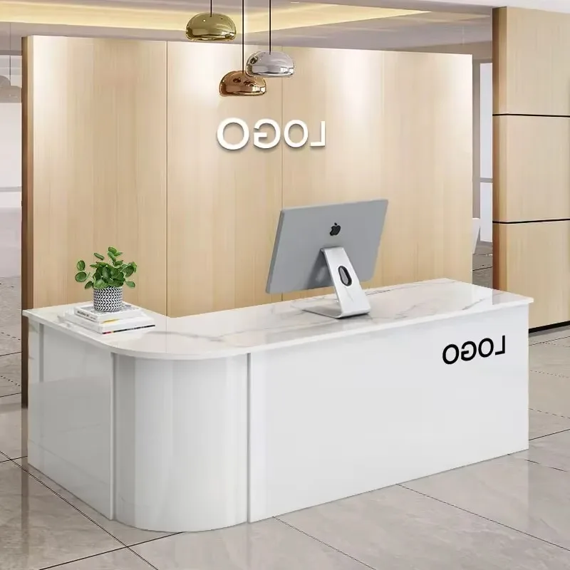 

Luxury Salon Reception Desks Nordic Stylish Beauty Front Reception Desks Corner Office Mostrador Negocio Commercial Furniture