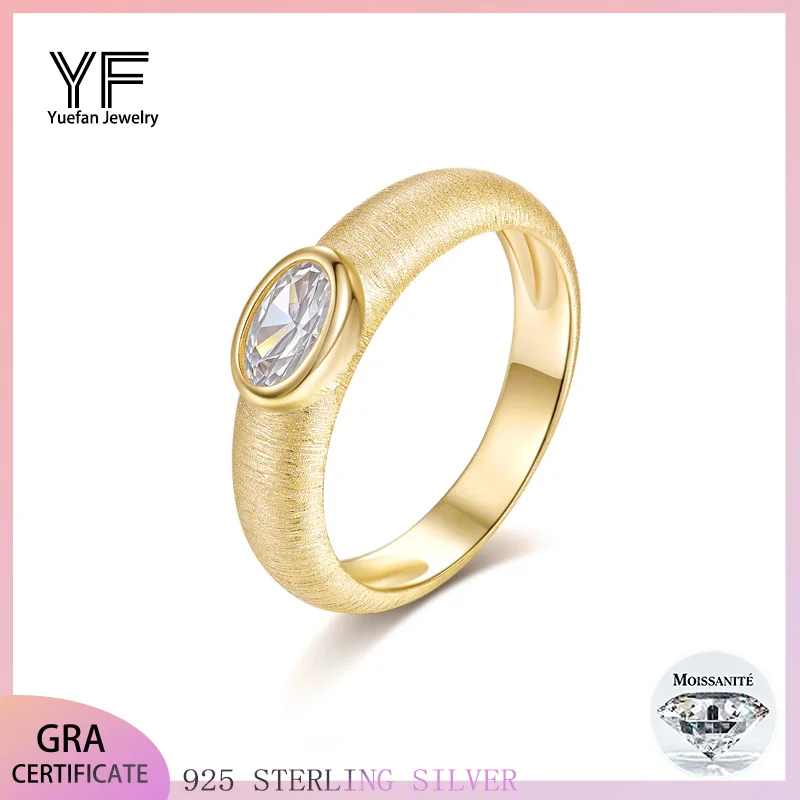 

S925 sterling silver 4*6 oval-shaped moissanite women's ring, medium style brushed ring, women's engagement and wedding jewelry