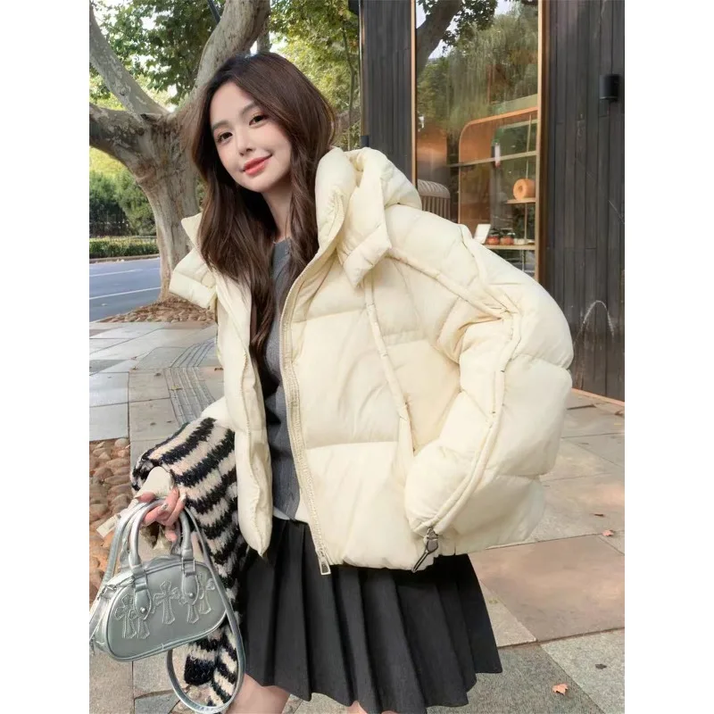 الشتاء نمط جديد أسفل سترة الإناث معطف سميك ودافئ المألوف أسفل ملء معطف قصير/فضفاض مع هود معطف الشتاء النساء