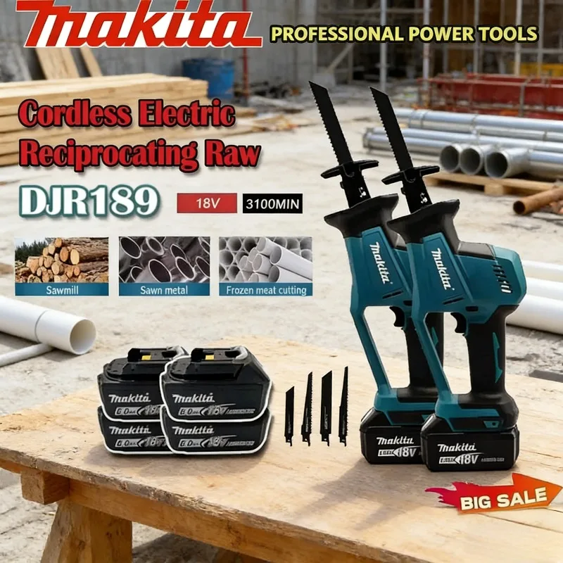 

Makita DJR189 Rechargeable 18V Electric Reciprocating Saw Cordless Brushless Wood Metal Cutting Saw Portable Saw Power Tool