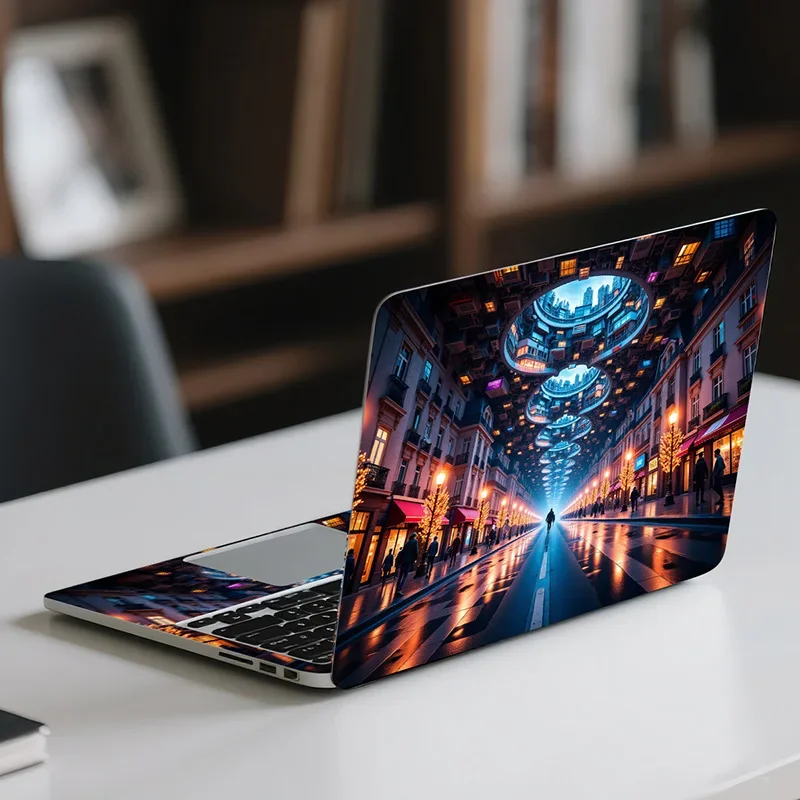 2 Pcs 15.07x10.82 InchesTechnology Laptop Sticker  PVC Self-adhesive Aesthetic Game Decals for Tablet PC Waterproof Laptop Skins